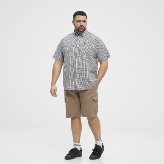 North Latitude Shirt Short Sleeve Checked Grey - Skjortor - Stora skjortor - 2XL-8XL
