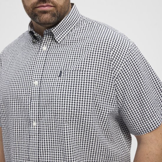 North Latitude Shirt Short Sleeve Checked Grey - Skjortor - Stora skjortor - 2XL-8XL