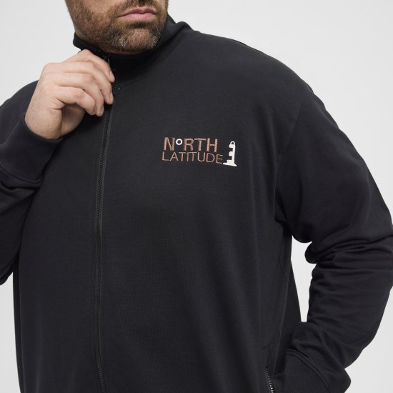 North Latitude Sweatshirt Cardigan Black - Tröjor & hoodies - Stora hoodies & tröjor - 2XL-14XL