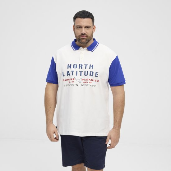 North Latitude Polo Short Sleeve Blue And White - Pikétröjor - Stora pikétröjor - 2XL-8XL