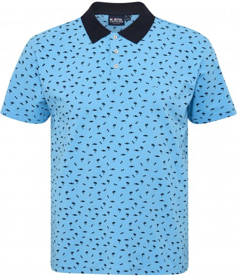 North Latitude Polo Pique Printed Turquoise TALL - HERRKLÄDER MT-6XLT - Kläder för långa män