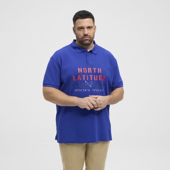 North Latitude Polo Pique Print Short Sleeve Cobalt Blue - Pikétröjor - Stora pikétröjor - 2XL-8XL