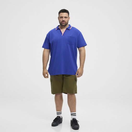 North Latitude Polo Pique V-Neck Blue - Pikétröjor - Stora pikétröjor - 2XL-8XL