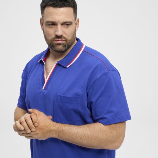 North Latitude Polo Pique V-Neck Blue - Pikétröjor - Stora pikétröjor - 2XL-8XL