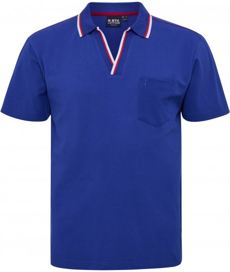 North Latitude Polo Pique V-Neck Blue - Pikétröjor - Stora pikétröjor - 2XL-8XL