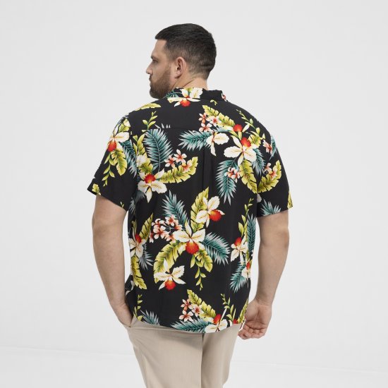 North Latitude Shirt Short Sleeve Printed Allover Black - Skjortor - Stora skjortor - 2XL-8XL