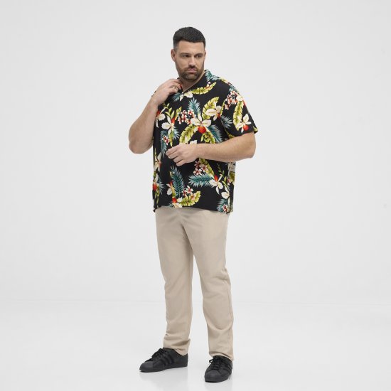 North Latitude Shirt Short Sleeve Printed Allover Black - Skjortor - Stora skjortor - 2XL-8XL