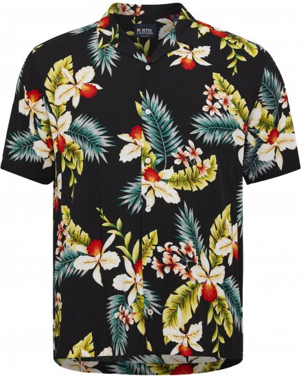North Latitude Shirt Short Sleeve Printed Allover Black - Skjortor - Stora skjortor - 2XL-8XL