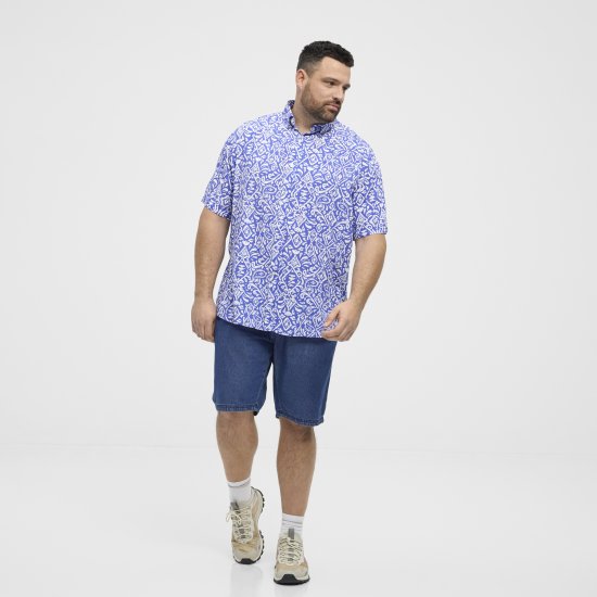 North Latitude Shirt Denim Printed Allover Blue - Skjortor - Stora skjortor - 2XL-8XL