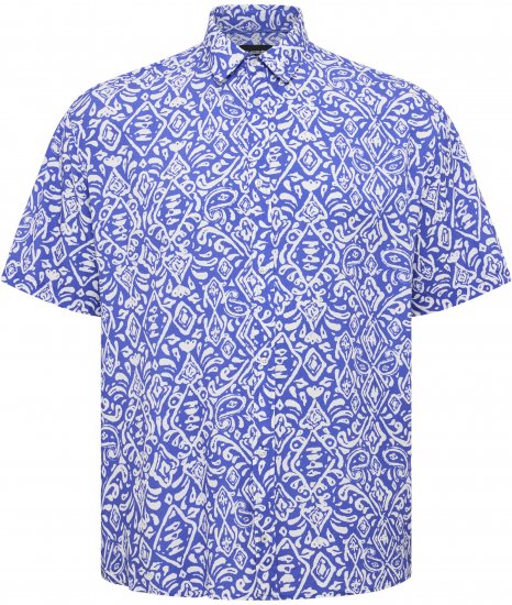 North Latitude Shirt Denim Printed Allover Blue - Skjortor - Stora skjortor - 2XL-8XL