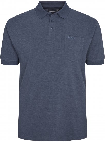 North Latitude Polo Short Sleeve Blue Melange TALL - HERRKLÄDER MT-6XLT - Kläder för långa män