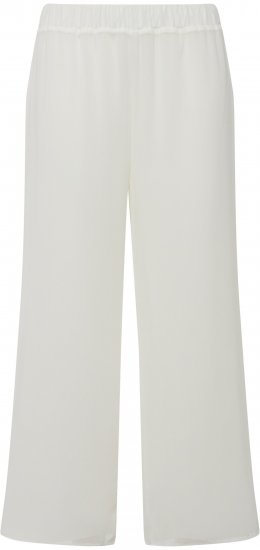 Ulla Popken Palm Leaf Print Elastic Waist Pants White - Jeans & Byxor i Stora Storlekar – Plus Size - 