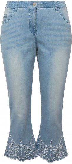Ulla Popken Cropped Flared Eyelet Jeans Light Blue - Jeans & Byxor i Stora Storlekar – Plus Size - 