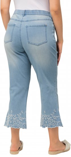 Ulla Popken Cropped Flared Eyelet Jeans Light Blue - Jeans & Byxor i Stora Storlekar – Plus Size - 