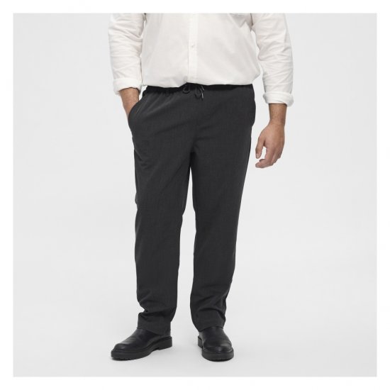 North Latitude Dress Pants Elastic Waist Dark Grey Melange - Herrbyxor i stora storlekar - Herrbyxor i stora storlekar