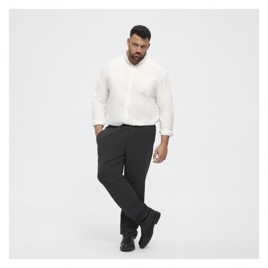 North Latitude Dress Pants Elastic Waist Dark Grey Melange - Herrbyxor i stora storlekar - Herrbyxor i stora storlekar
