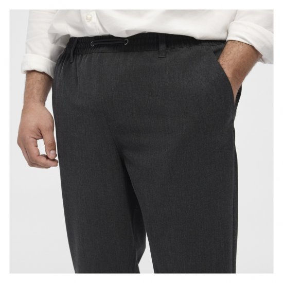 North Latitude Dress Pants Elastic Waist Dark Grey Melange - Herrbyxor i stora storlekar - Herrbyxor i stora storlekar