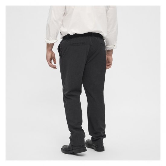 North Latitude Dress Pants Elastic Waist Dark Grey Melange - Herrbyxor i stora storlekar - Herrbyxor i stora storlekar