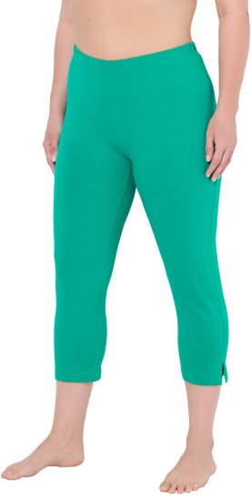 Ulla Popken Basic Stretch Knit Capris Green - Jeans & Byxor i Stora Storlekar – Plus Size - 
