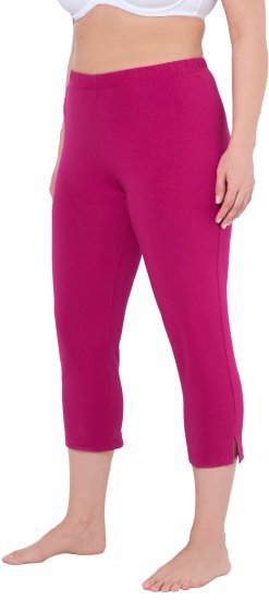 Ulla Popken Basic Stretch Knit Capris Purple - Ulla Popken - 