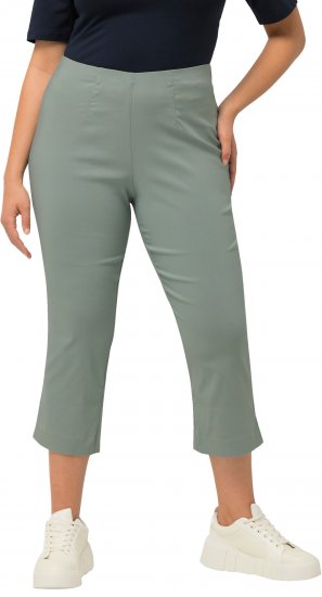 Ulla Popken Stretch Basic Bengaline Capri Pants Light Moss Green - Jeans & Byxor i Stora Storlekar – Plus Size - 