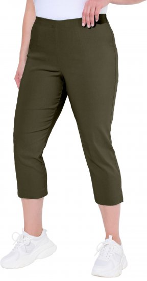 Ulla Popken Stretch Basic Bengaline Capri Pants Forest Forest Green - Jeans & Byxor i Stora Storlekar – Plus Size - 