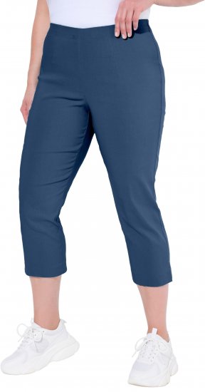Ulla Popken Stretch Basic Bengaline Capri Pants Denim Blue - Jeans & Byxor i Stora Storlekar – Plus Size - 