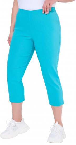 Ulla Popken Stretch Basic Bengaline Capri Pants Deep Aqua - Jeans & Byxor i Stora Storlekar – Plus Size - 