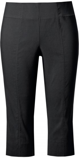 Ulla Popken Bengaline Elastic Waist Stretch Capri Pants Black - Jeans & Byxor i Stora Storlekar – Plus Size - 