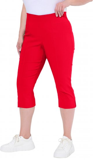 Ulla Popken Bengaline Elastic Waist Stretch Capri Pants Red - Jeans & Byxor i Stora Storlekar – Plus Size - 