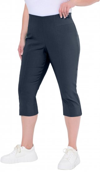Ulla Popken Bengaline Elastic Waist Stretch Capri Pants Navy Blue - Jeans & Byxor i Stora Storlekar – Plus Size - 