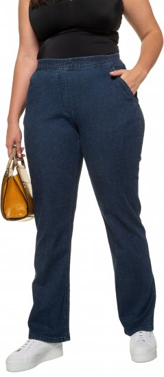 Ulla Popken Straight Leg Elastic Waist Mandy Fit Stretch Jeans Denim Blue - Jeans & Byxor i Stora Storlekar – Plus Size - 