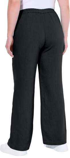 Ulla Popken Drawstring Elastic Waist Mary Fit Linen Pants Black - Jeans & Byxor i Stora Storlekar – Plus Size - 