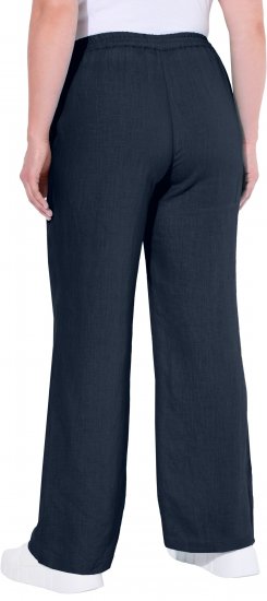 Ulla Popken Drawstring Elastic Waist Mary Fit Linen Pants Navy - Jeans & Byxor i Stora Storlekar – Plus Size - 