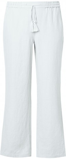 Ulla Popken Drawstring Elastic Waist Mary Fit Linen Pants Snow White - Jeans & Byxor i Stora Storlekar – Plus Size - 