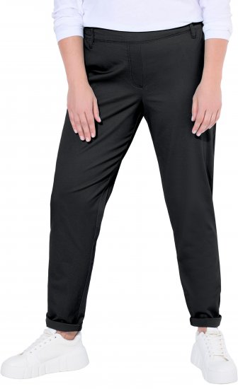 Ulla Popken Chino Elastic Waist Stretch Cotton Pants Black - Jeans & Byxor i Stora Storlekar – Plus Size - 