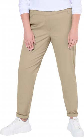 Ulla Popken Chino Elastic Waist Stretch Cotton Pants Brown - Jeans & Byxor i Stora Storlekar – Plus Size - 
