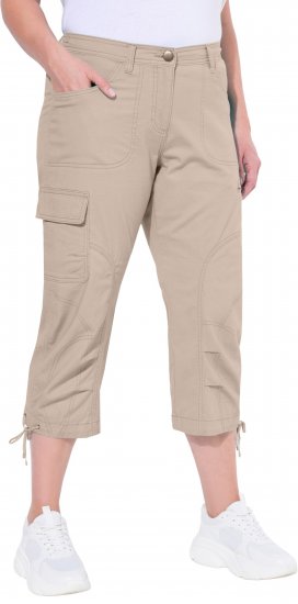 Ulla Popken Stretch Cotton Cargo Crop Pants Beige - Jeans & Byxor i Stora Storlekar – Plus Size - 