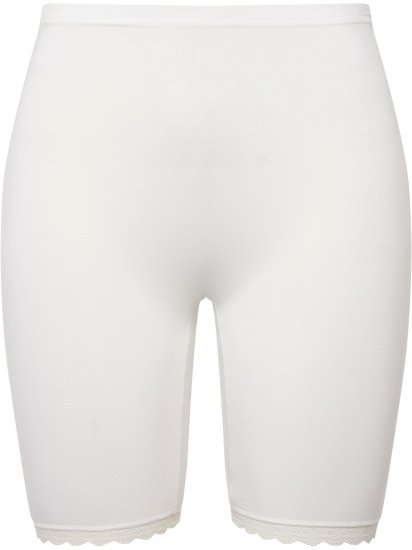 Ulla Popken Lace Hem Stretch Viscose Knit Bicycle Length Lounge Shorts White - Jeans & Byxor i Stora Storlekar – Plus Size - 