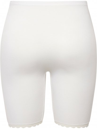 Ulla Popken Lace Hem Stretch Viscose Knit Bicycle Length Lounge Shorts White - Jeans & Byxor i Stora Storlekar – Plus Size - 