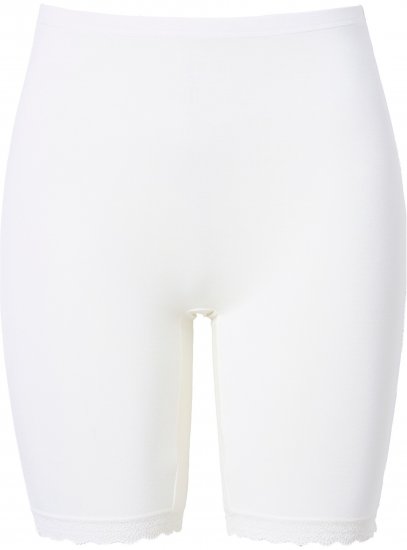 Ulla Popken Lace Hem Stretch Viscose Knit Bicycle Length Lounge Shorts White - Jeans & Byxor i Stora Storlekar – Plus Size - 