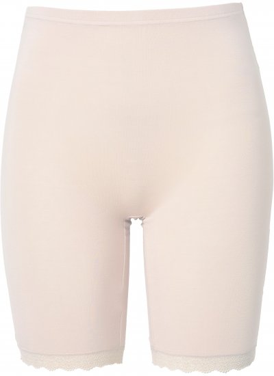 Ulla Popken Lace Hem Stretch Viscose Knit Bicycle Length Lounge Shorts Beige - Jeans & Byxor i Stora Storlekar – Plus Size - 
