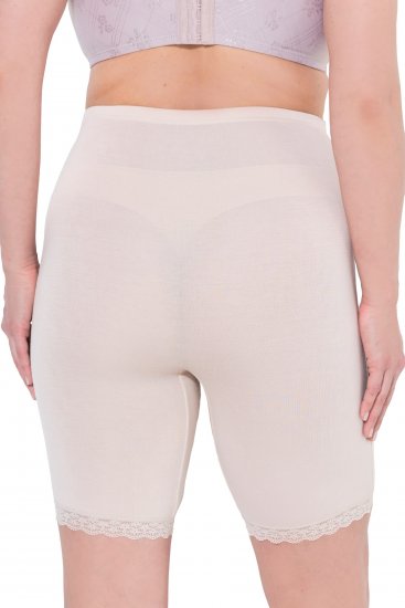 Ulla Popken Lace Hem Stretch Viscose Knit Bicycle Length Lounge Shorts Beige - Jeans & Byxor i Stora Storlekar – Plus Size - 