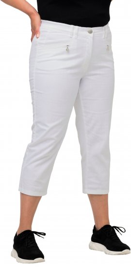 Ulla Popken Mony Stretch Capri Pants Snow White - Jeans & Byxor i Stora Storlekar – Plus Size - 