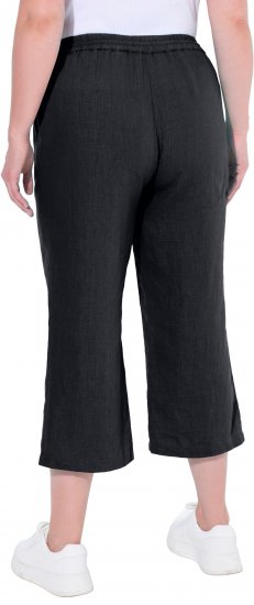 Ulla Popken Cool Linen Elastic Waist Capri Pants Black - Jeans & Byxor i Stora Storlekar – Plus Size - 