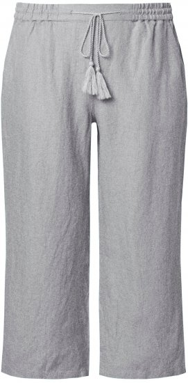 Ulla Popken Cool Linen Elastic Waist Capri Pants Light Grey Melange - Jeans & Byxor i Stora Storlekar – Plus Size - 