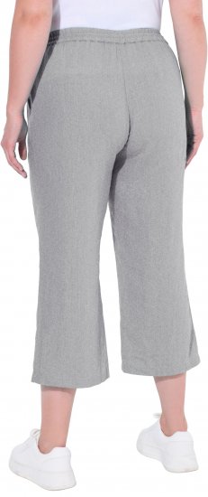 Ulla Popken Cool Linen Elastic Waist Capri Pants Light Grey Melange - Jeans & Byxor i Stora Storlekar – Plus Size - 