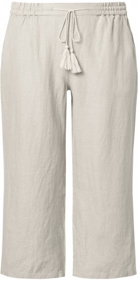 Ulla Popken Cool Linen Elastic Waist Capri Pants Brown - Jeans & Byxor i Stora Storlekar – Plus Size - 