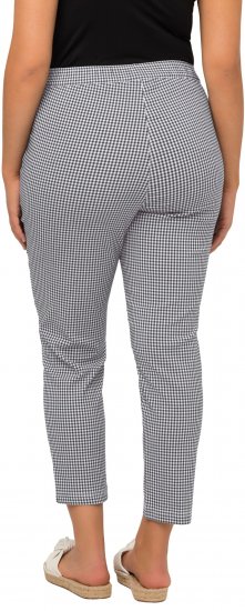 Ulla Popken Check Bengaline Slim Leg Sienna Fit Stretch Crop Pants Black - Jeans & Byxor i Stora Storlekar – Plus Size - 