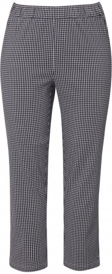 Ulla Popken Check Bengaline Slim Leg Sienna Fit Stretch Crop Pants Navy - Jeans & Byxor i Stora Storlekar – Plus Size - 